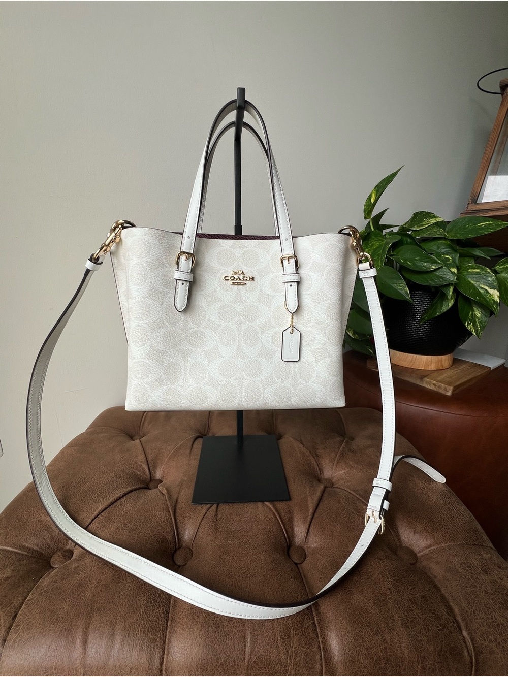 Coach C4250 Mollie Tote 25 in White Signature Canvas